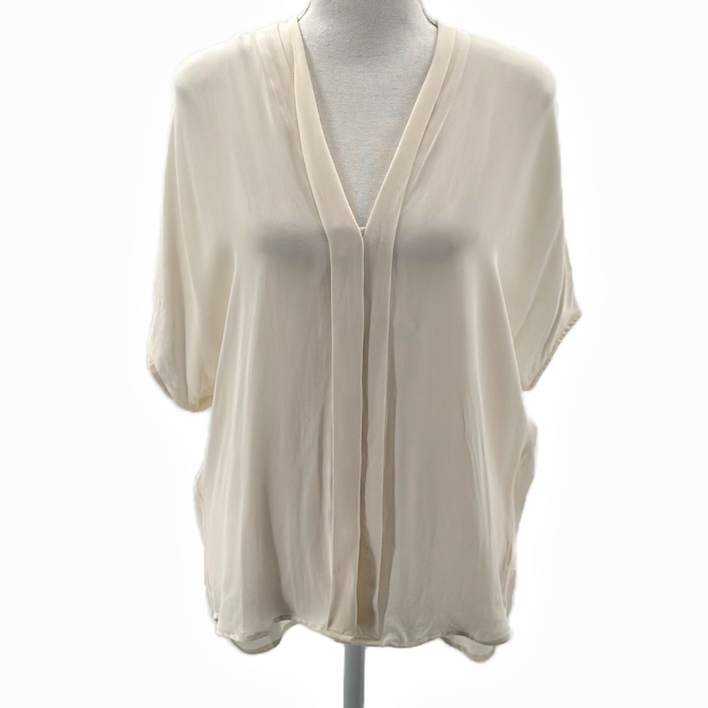 Vince 100% Silk Dolman Short Sleeve Blouse in Ivory - Size Small